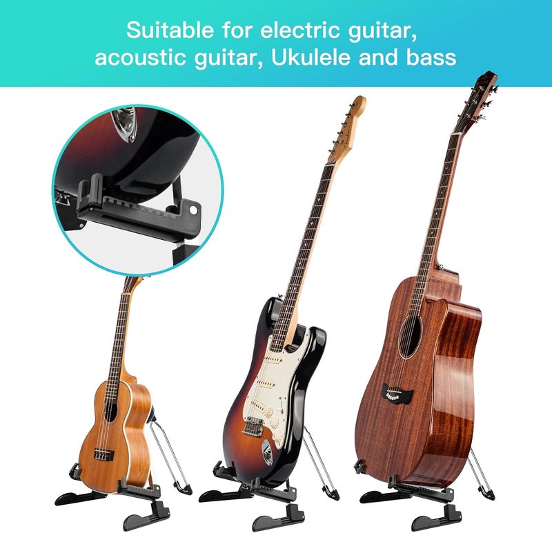 Guitto Guitar Stand - Electric and Acoustic, Floor Standing Holder for Guitars, Bass, Banjo, Cello - Portable, Foldable, and Small A-Frame Design GGS-03 - Image 4